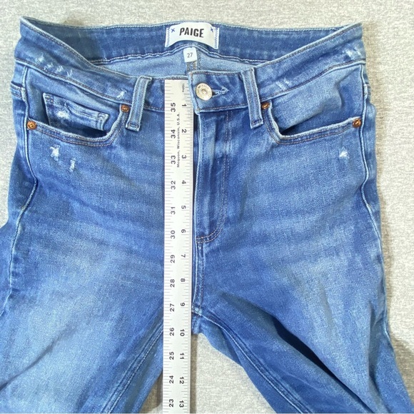 Paige Jeans Womens 27 Blue Hoxton Ankle Skinny Mid Rise Raw Hem Stretch Denim - Picture 15 of 16